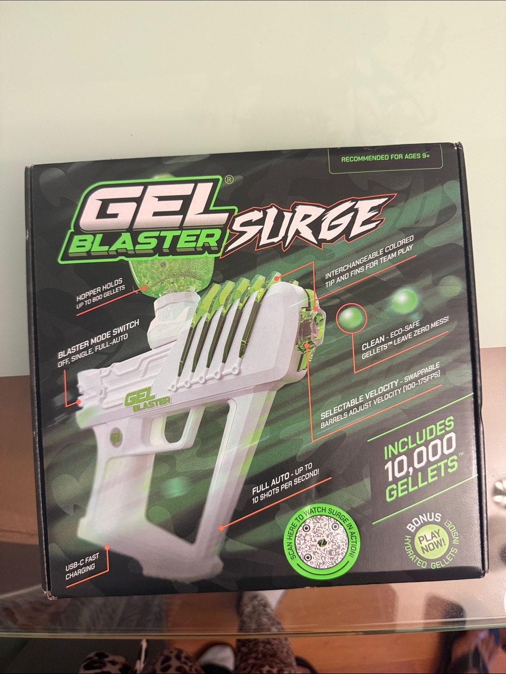 Gel Blaster Surge Toy Blaster in White and Neon Green